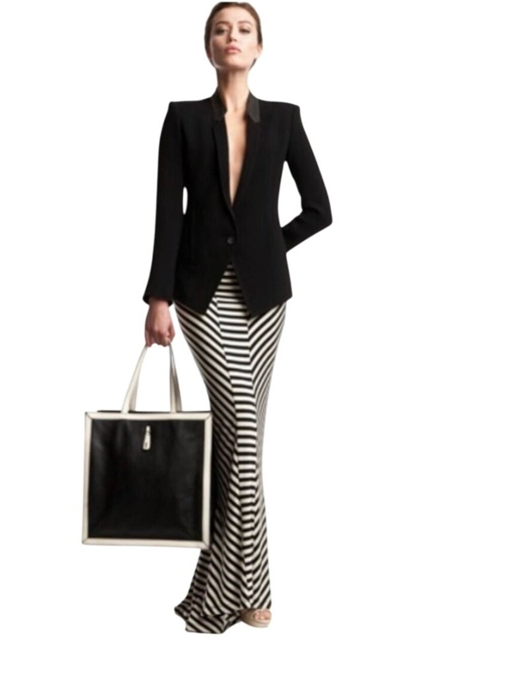 Torn by Ronny Kobo striped fishtail maxi skirt - Size M
